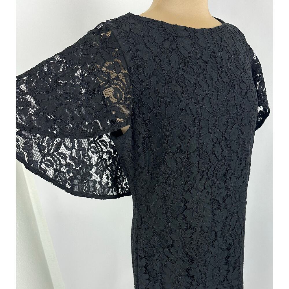 NWT Ralph Lauren LRL Black Lace Overlay Cape Dress Cocktail LBD Tailored 14 L